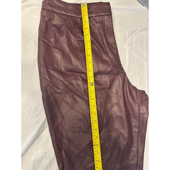 Express Womens Modern Straight High Rise Faux Leather Pants Sz 18S Purple - Picture 8 of 11